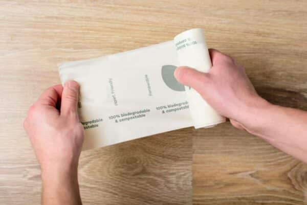 Biodegradable package in the hands