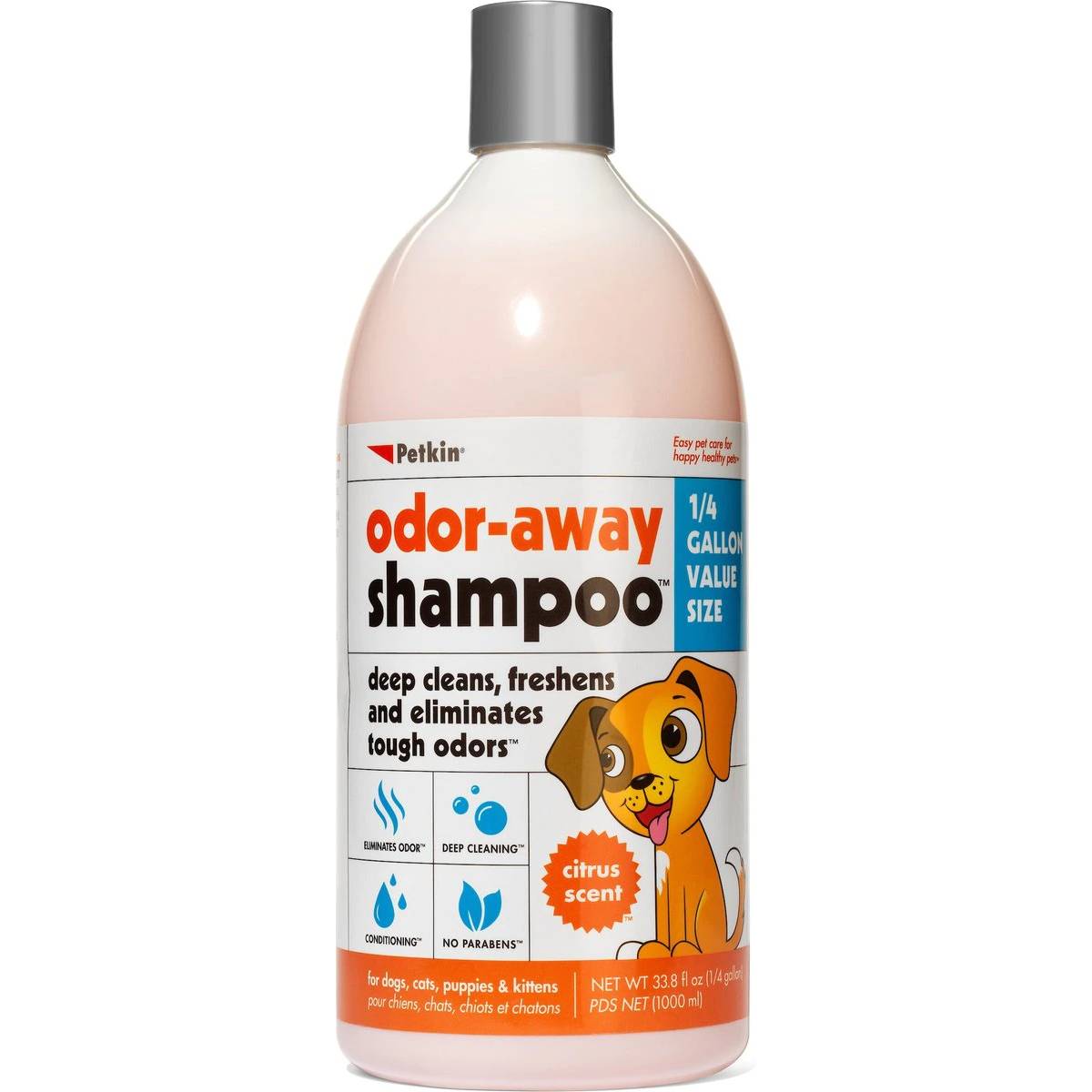 Petkin Odor-Away Citrus Scent Dog Shampoo