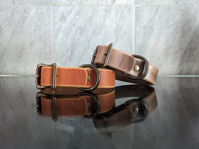 Popov Leather Dog Collar - English Tan and Natural