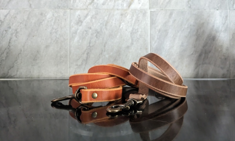 Popov Leather Dog Leash - English Tan & Natural