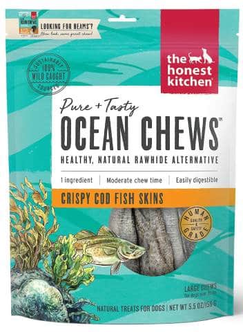 The Honest Kitchen Beams Ocean Chews Cod Fish Skins Dehydrated Dog Treats