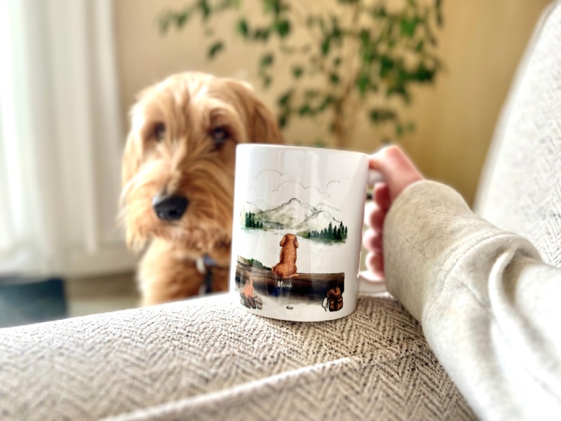 Unifury Mug - holding mug on couch