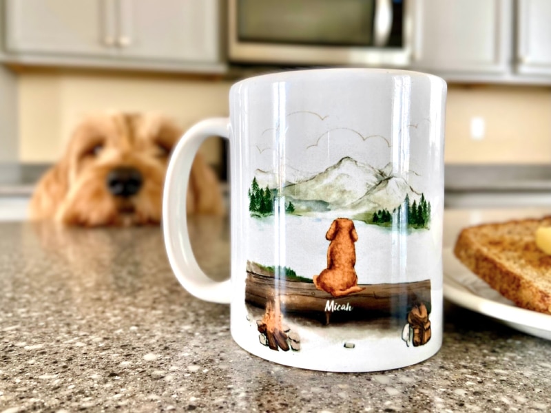 Unifury Mug - micah with mug and toast on counter