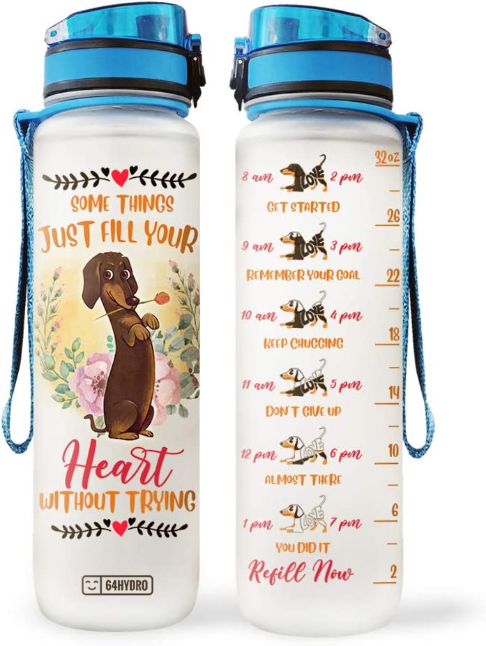 64HYDRO 32oz 1Liter Motivational Fitness Sports Water Bottle with Time Marker & Removable Strainer