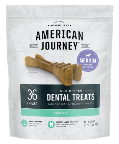 American Journey Grain Free Medium Dental Dog Treats Mint Flavor