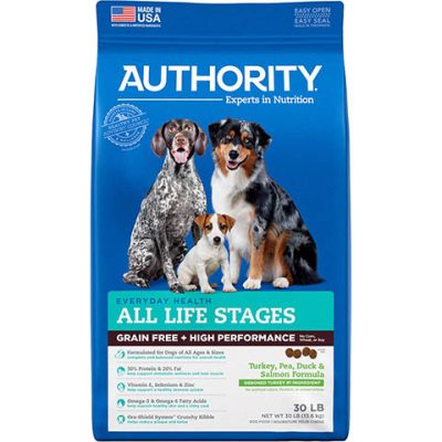 Authority High-Performance Grain-Free Turkey, Pea, Duck & Salmon