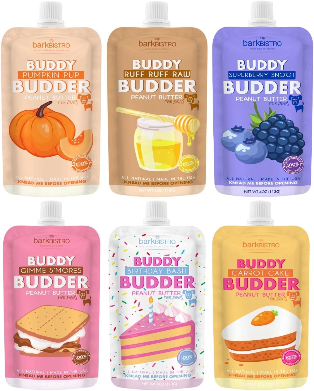 Buddy Budder 6-Pack Mixed Flavor Squeeze Packs
