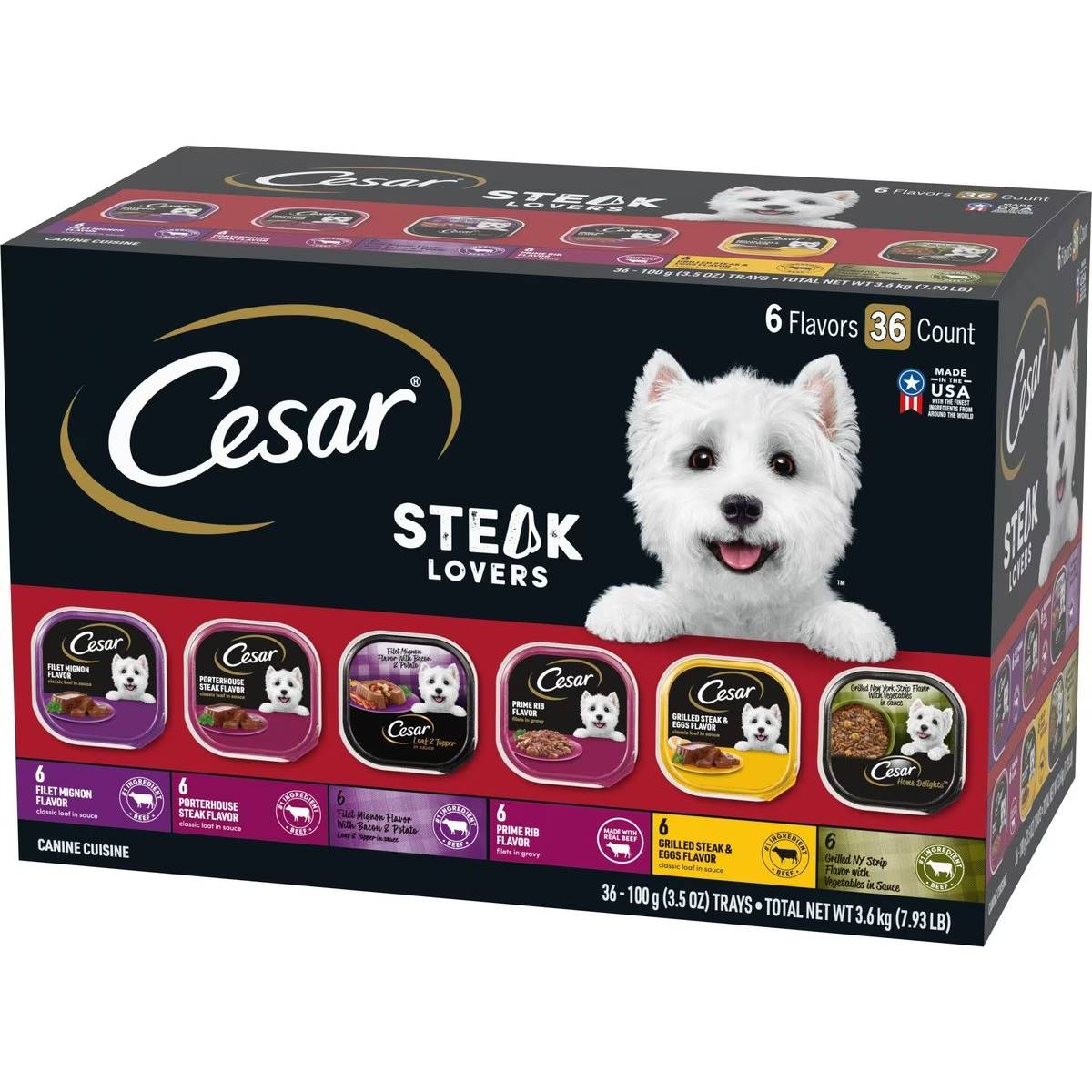 Cesar Steak Lovers Variety Pack Small Breed Adult Wet Dog Food Trays
