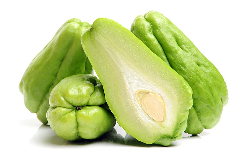Chayote on white background
