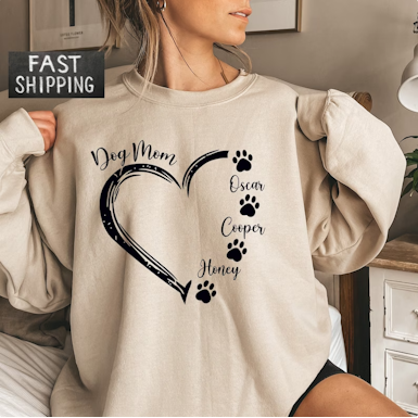Custom Dog Mom Sweatshirt With Names, Personalized Dog Name Hoodie