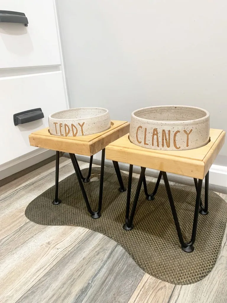 DIY Butcher Block Dog Bowl Stand
