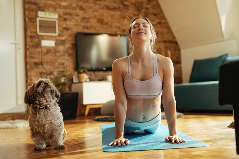 Dog Owner Meditating Exercise