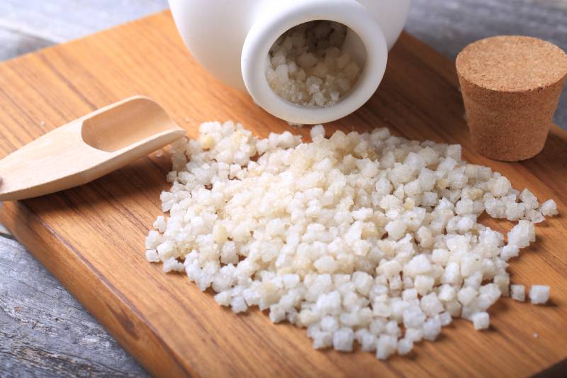 Epsom Bath Salt on Wooden Board
