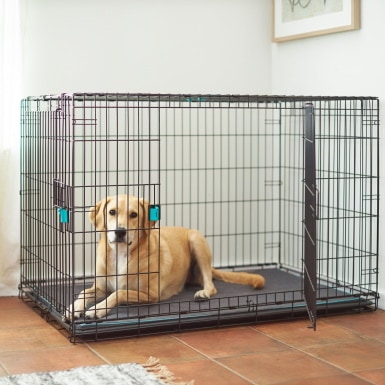 Frisco Heavy Duty Enhanced Lock Double Door Fold & Carry Wire Dog Crate & Mat Kit