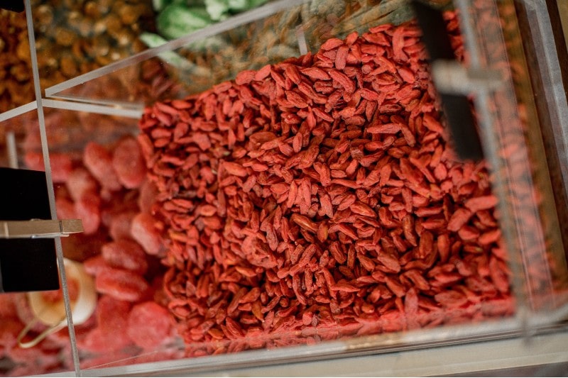 Goji Berries in Clear Plastic Container