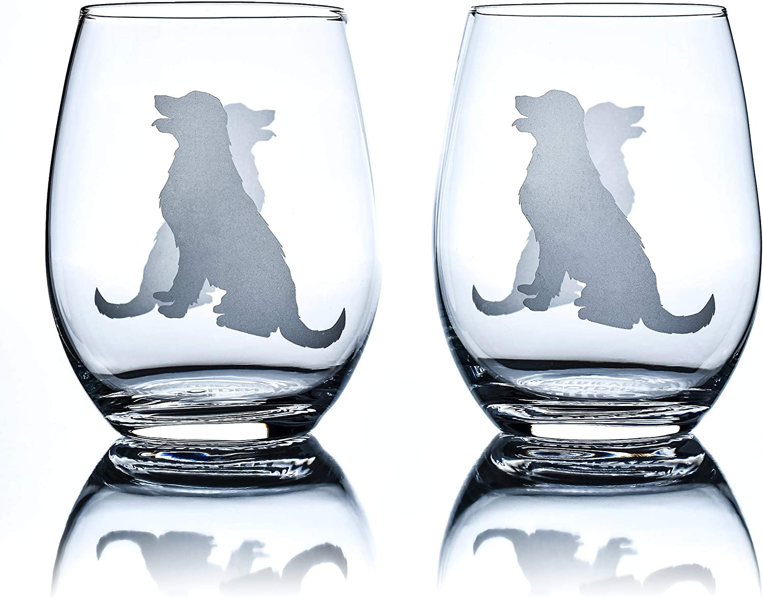 Golden Retriever Stemless Wine Glasses (Set of 2)