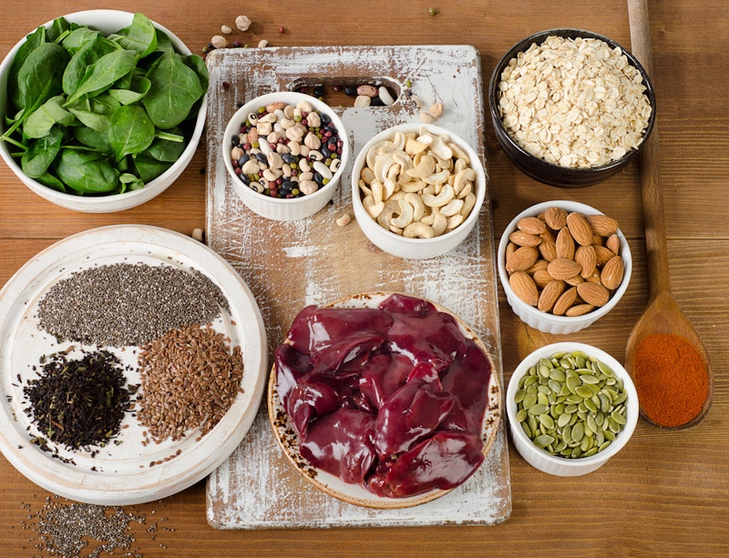 Manganese-righ foods on the cutting board