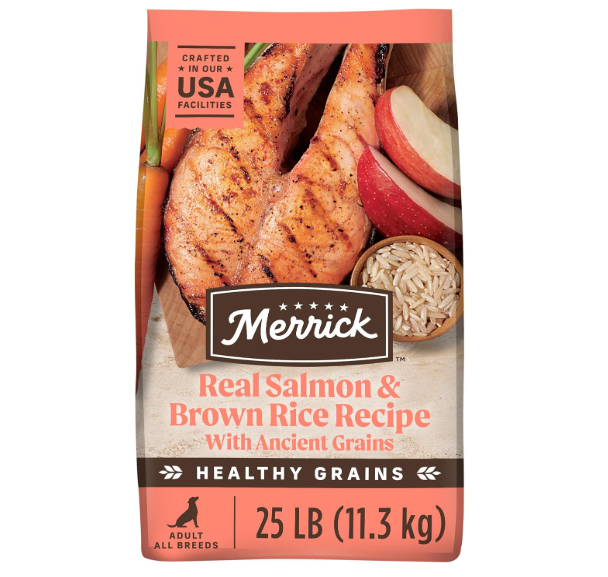 Merrick Healthy Grains Premium Adult Dry Dog Food, Wholesome And Natural Kibble With Salmon And Brown Rice
