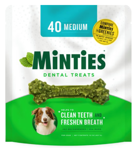Minties Medium Mint-Flavored Dental Dog Treats