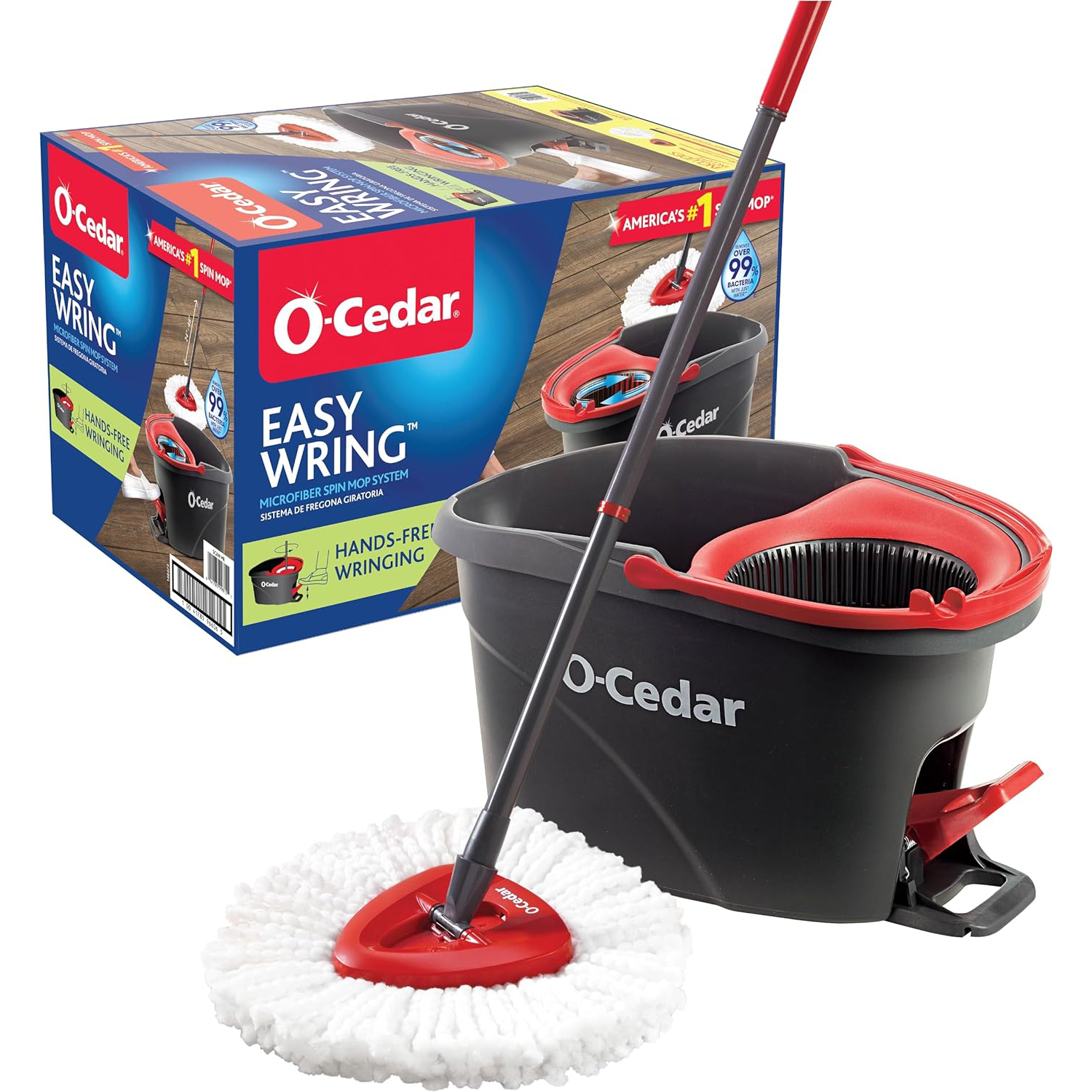 O-Cedar EasyWring Microfiber Spin Mop, Bucket Floor Cleaning System