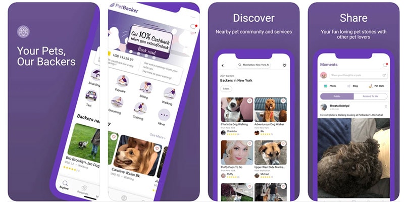 PetBacker ios app screenshots