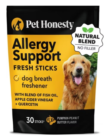 PetHonesty Allergy Support Fresh Sticks Pumpkin Peanut Butter Flavor Dog Dental Chews