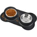 Puppy Bowl Stainless Steel 2-in-1 Design Dog Bowls with Silicone Place