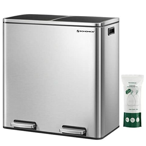 SONGMICS Two-Compartment Trash Can