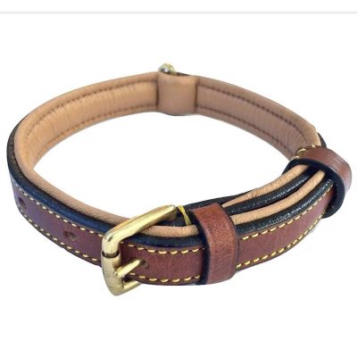 Soft Touch Collars Two-Tone Leather Padded Dog Collar