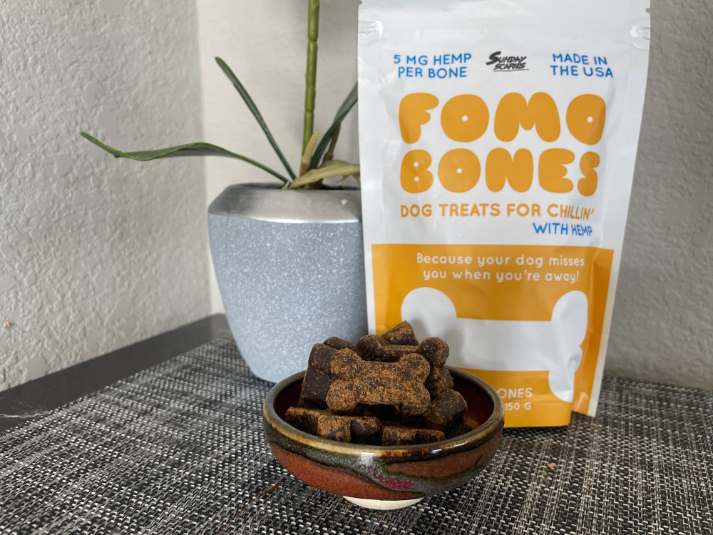 Sunday Scaries FOMO Bones - treats connected  the bowl