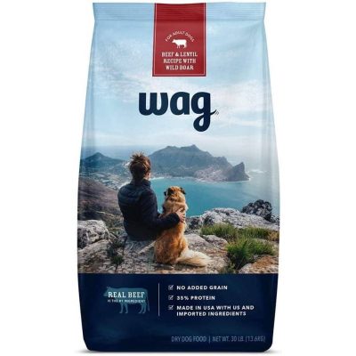 Wag Dry Dog Food Adult Dogs (Beef & Lentil Recipe with Wild Boar)