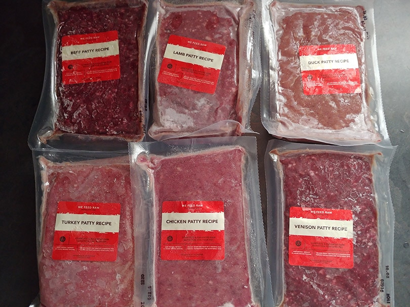 a variety of We Feed Raw dog food recipes