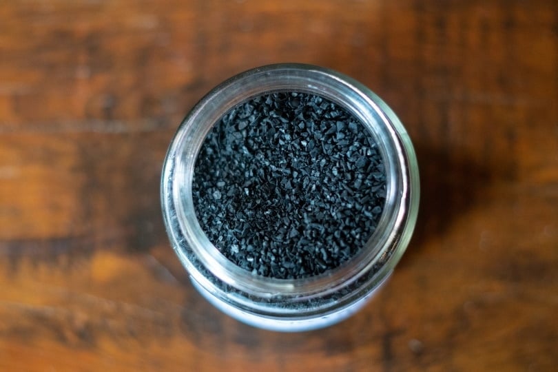 activated charcoal in a jar