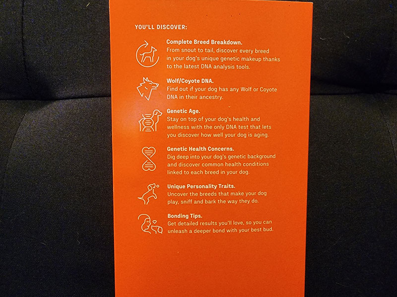 back of premium breed id test kit box