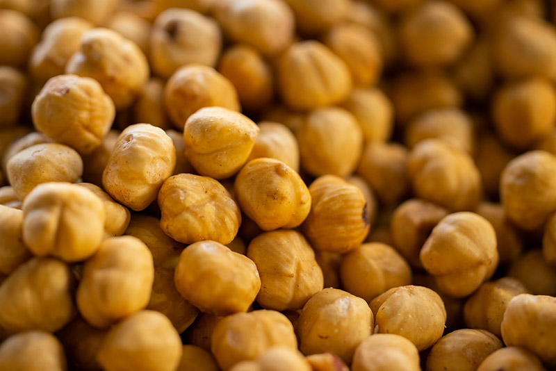 close up hazelnuts