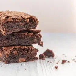 close up of a stack of brownies