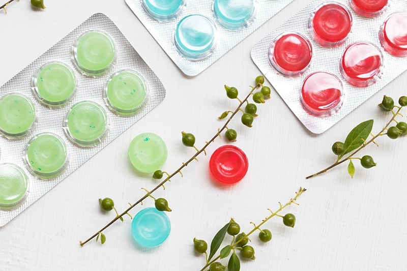 colorful variety of cough drops