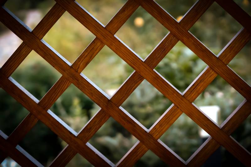 decorative lattice fence on a balcony