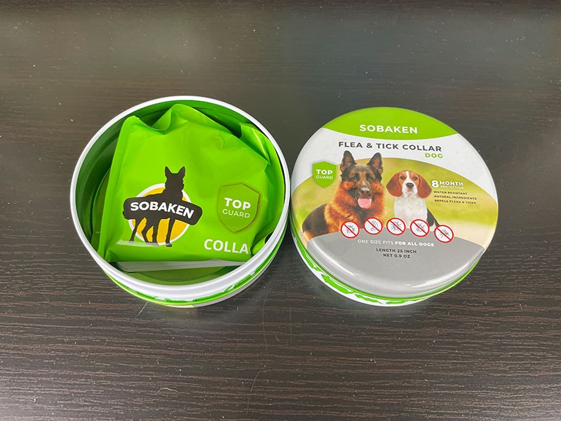open packaged of sobaken flea and tick collar