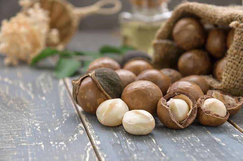 organic macadamia nuts on the table