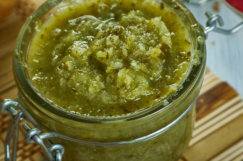 relish with pickled gherkins, bell pepper and onion, Swedish cuisine