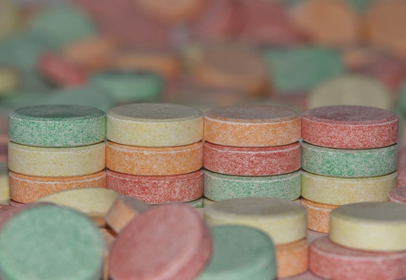 stacks of tums antacid pills