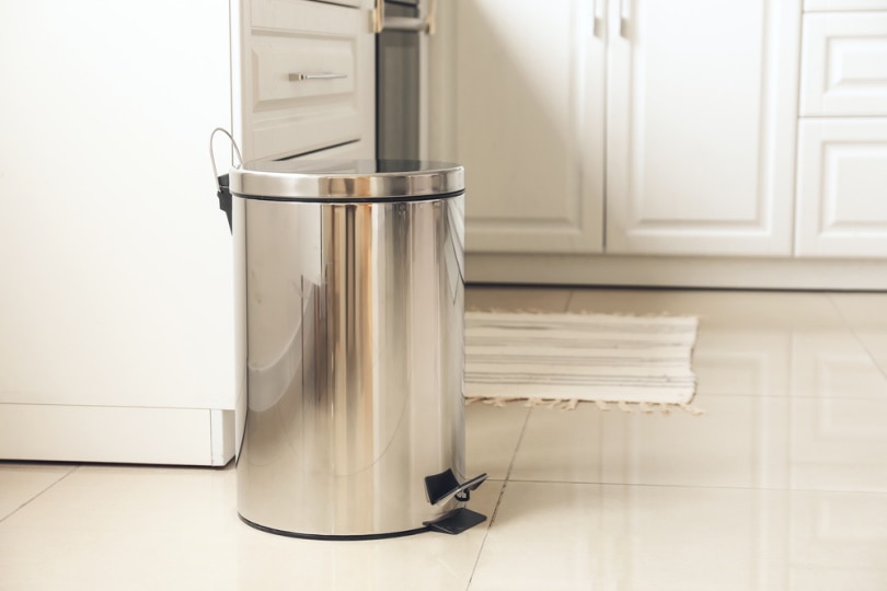 trash bin in kitchen
