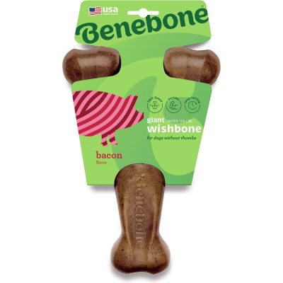 Benebone Bacon Flavor Wishbone Tough Dog Chew Toy