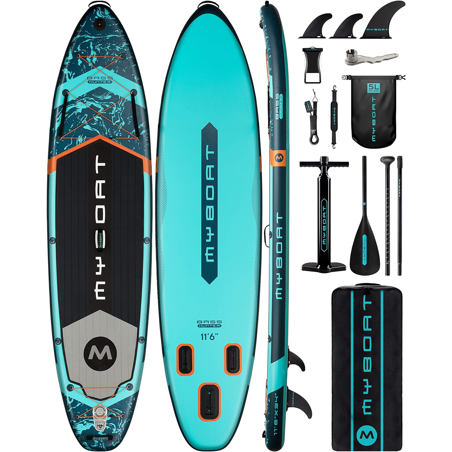 Extra Wide Inflatable Paddle Board, Stand Up Paddle Board for Fishing, Sup Board with 3 Removable Fins