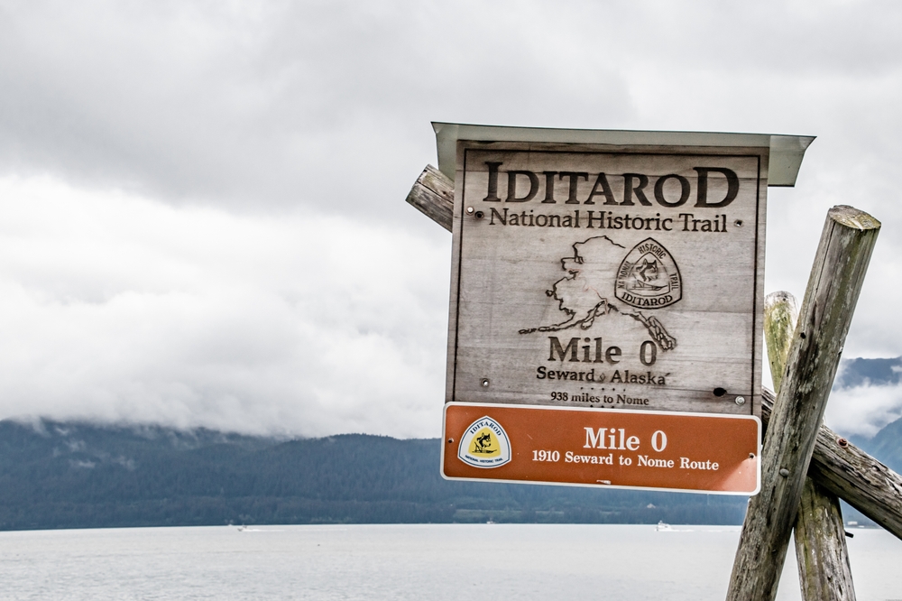 Iditarod mile marker in Alaska
