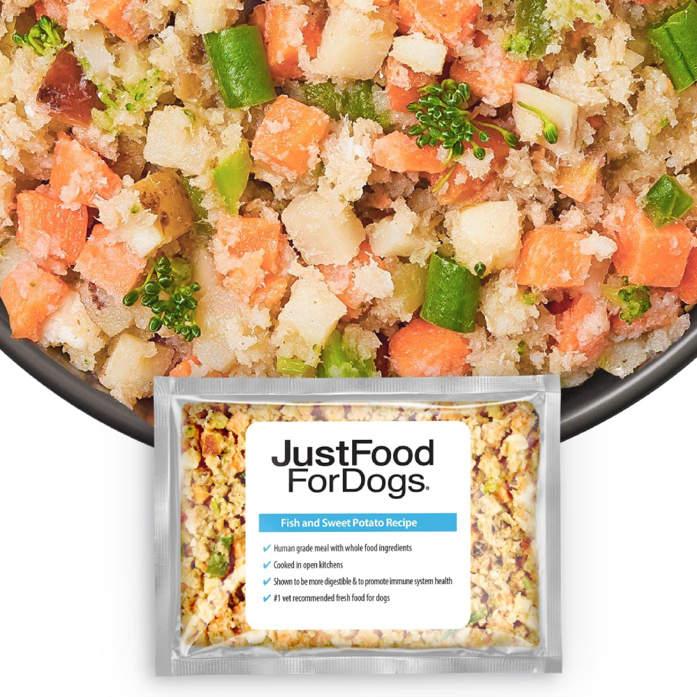 JustFoodForDogs Fish & Sweet Potato Recipe Frozen Human-Grade Fresh Dog Food