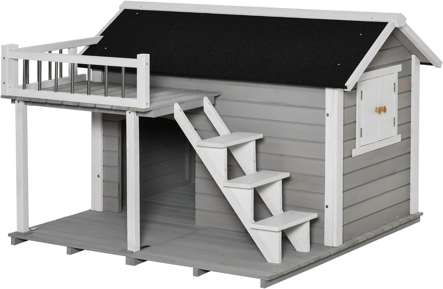 PawHut Wooden Dog House Outdoor with Porch