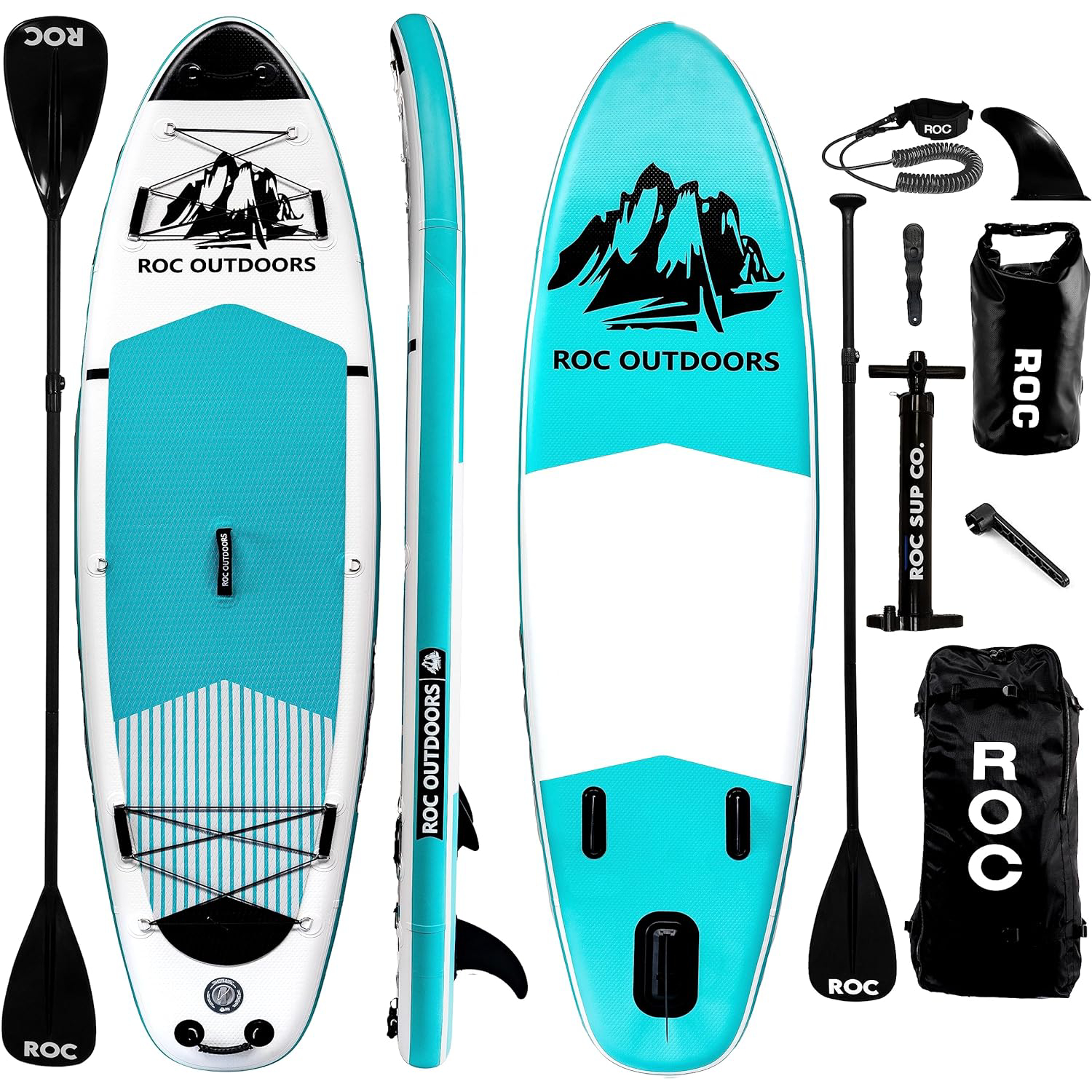 Roc Inflatable Stand Up Paddle Boards 10 ft 6 in with Premium SUP Paddle Board