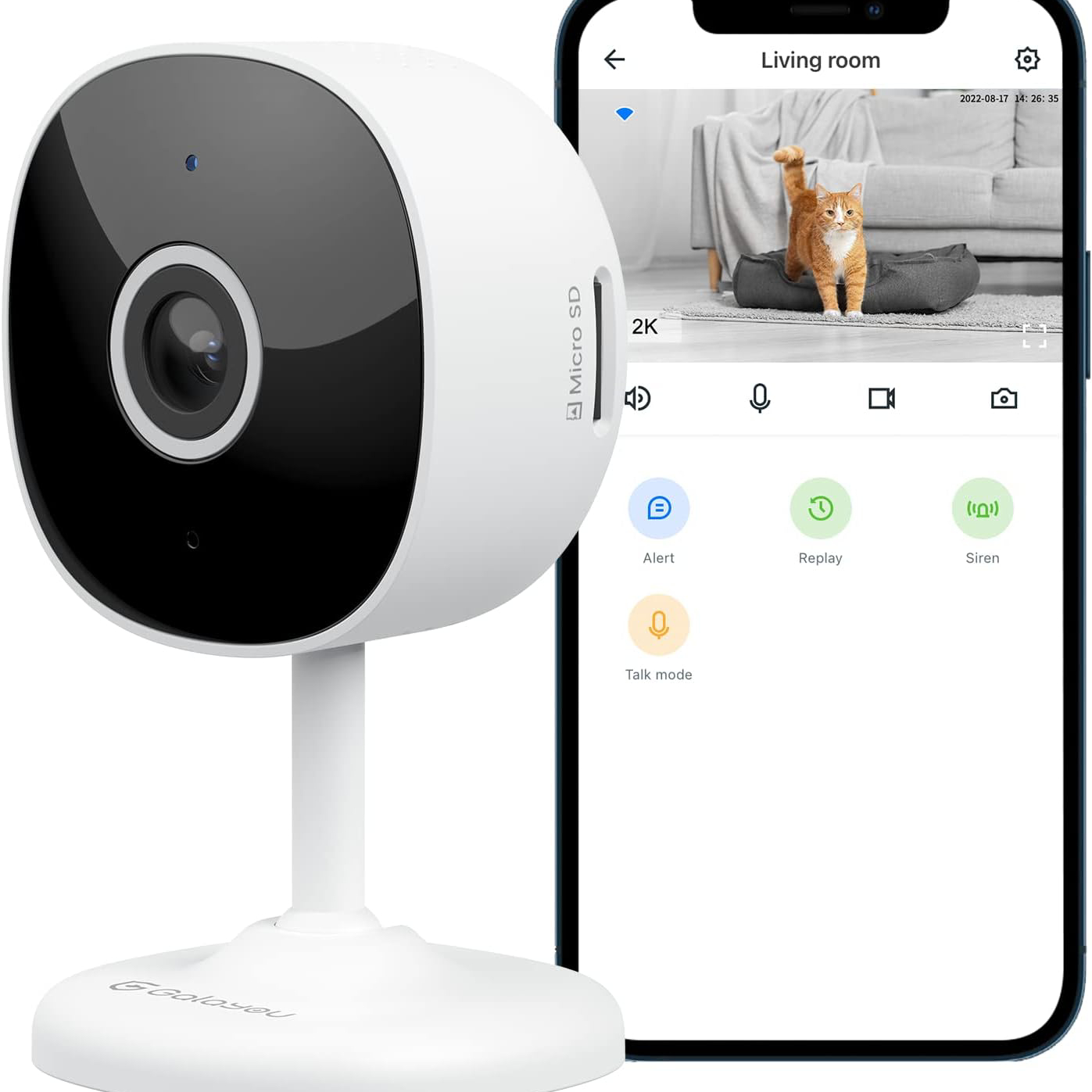 WiFi Camera 2K, Galayou Indoor Home Security Cameras